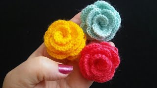 109 Gül Yapılışı - Patik Süsü Örgü Gül Modeli