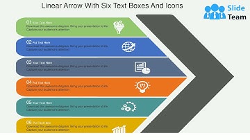 Rj Linear Arrow With Six Text Boxes And Icons Flat Powerpoint Design
