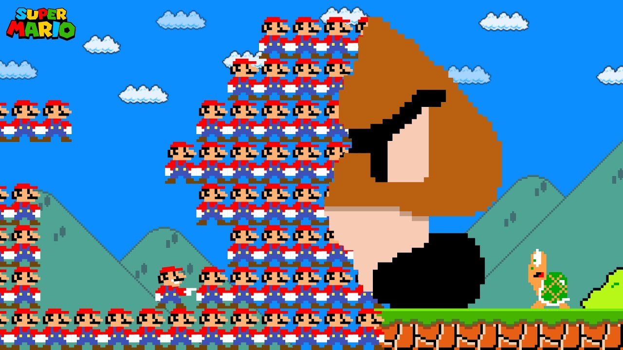 Super Mario Bros., but Everything Mario Touches Turns into Clone Marios