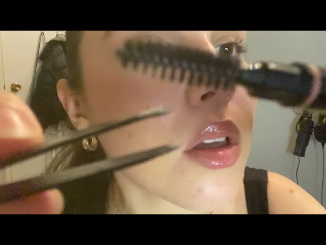 asmr doing your brows w inaudible whispering (close up)