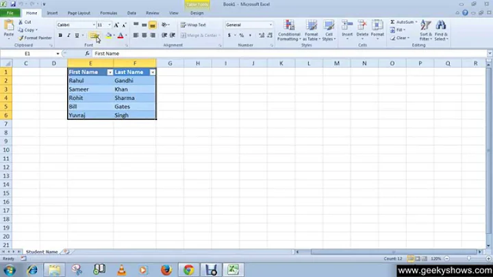 Microsoft Office Excel 2010 Hide Column, Rename Worksheet, Delete Worksheet, Add Borders