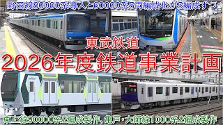 東武鉄道2026年度鉄道事業計画発表、東上線90000系2編成製作、野田線