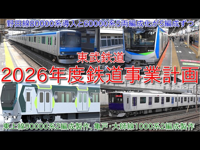 東武鉄道2026年度鉄道事業計画発表、東上線90000系2編成製作、野田線