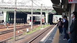 名鉄3500系3522F+9100系9104F急行豊橋行金山4番線到着