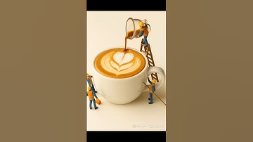 [AI] How Tiny Workers Build the Perfect Latte Art ☕ #miniature #tinyworkers