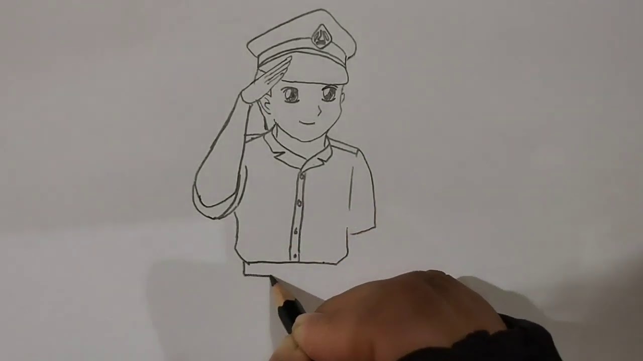 Cara Menggambar Tema Cita Citaku Jadi Polisi Step By Step Draw A Policeman YouTube