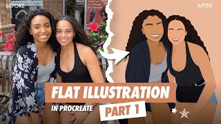 How to make a FLAT DIGITAL PORTRAIT in Procreate | Easy faceless portrait #Shorts (PART 1) screenshot 5