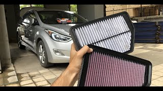 Hyundai Elantra K&N Performance Air filter installation. || Before after