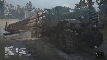 Spintires: MudRunner - KRAZ 255 delivering long logs - Island map