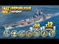 Battleship rpublique excellent move to take out the island sniper  world of warships