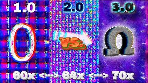 Numbers 0 to Absolute Infinity - 9x Comparison between 1.0-3.0 versions and 60x, 64x and 70x speeds.