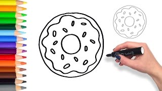 donut draw drawing learn coloring toddlers