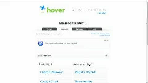 How to Change your Name Servers in Hover