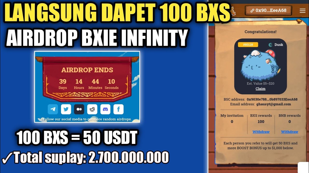 Buruan Join Airdrop Gratis Bxie Infinity Cabang Dari Axie Infinity Axs Coin Youtube