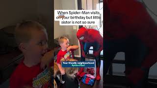Spider-Man surprise visit goes wrong as toddler screams in fear #shorts
