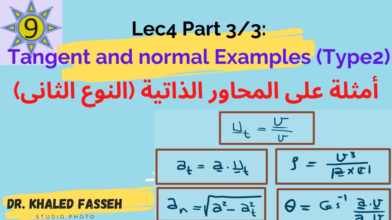 Lec4 part 3/3: Tangent and normal Examples (Type2) أمثلة على المحاور ...