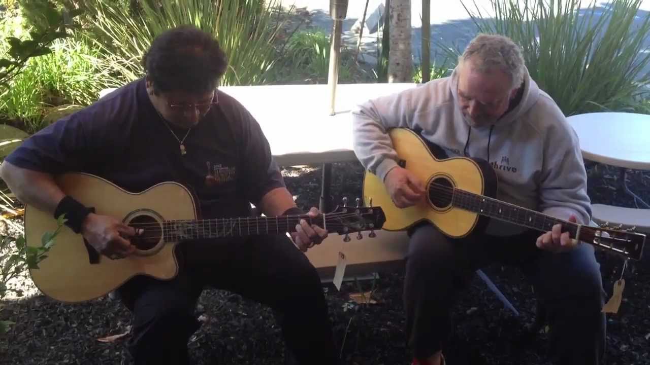 Ledward Kaapana and Fran Guidry at Mighty Fine Guitars