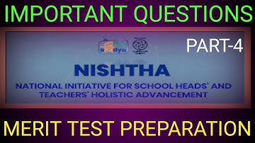 NISHTHA TRAINING IMPORTANT QUESTIONS FOR MERIT TEST PREPARATION | DIKSHA |PART-4