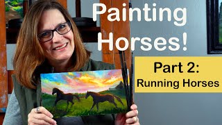How to Paint Horses Running with a Sunset Sky