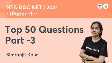 Top 50 Questions | Paper-1| NTA UGC NET JRF 2021 | Simranjit Kaur