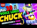 Brawl Stars CHUCK Voice Lines, ALL Animated Pins &amp; Animations #brawltalk