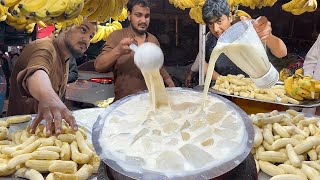 Crushed Ice Banana Milkshake 🍌 Roadside Street Drink Banana Juice Making | Street Food Processing