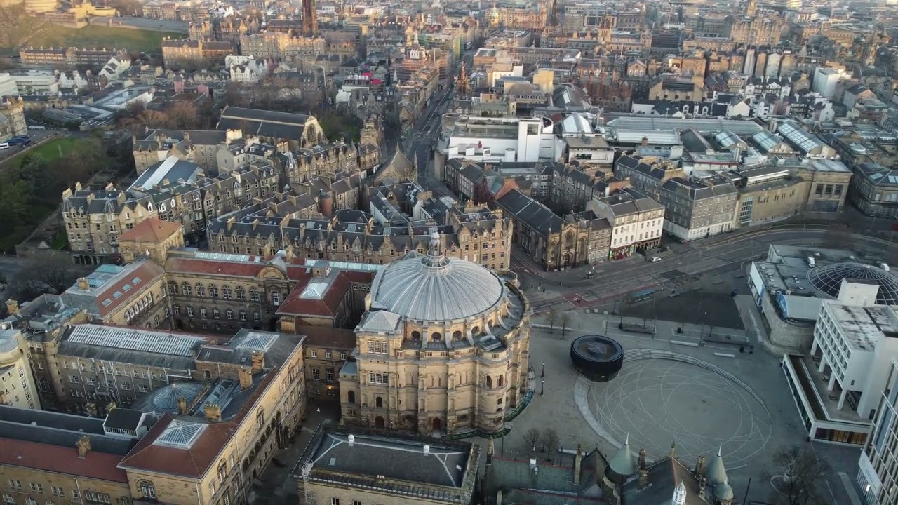 Aerial View of Edinburgh Cityscape Scotland