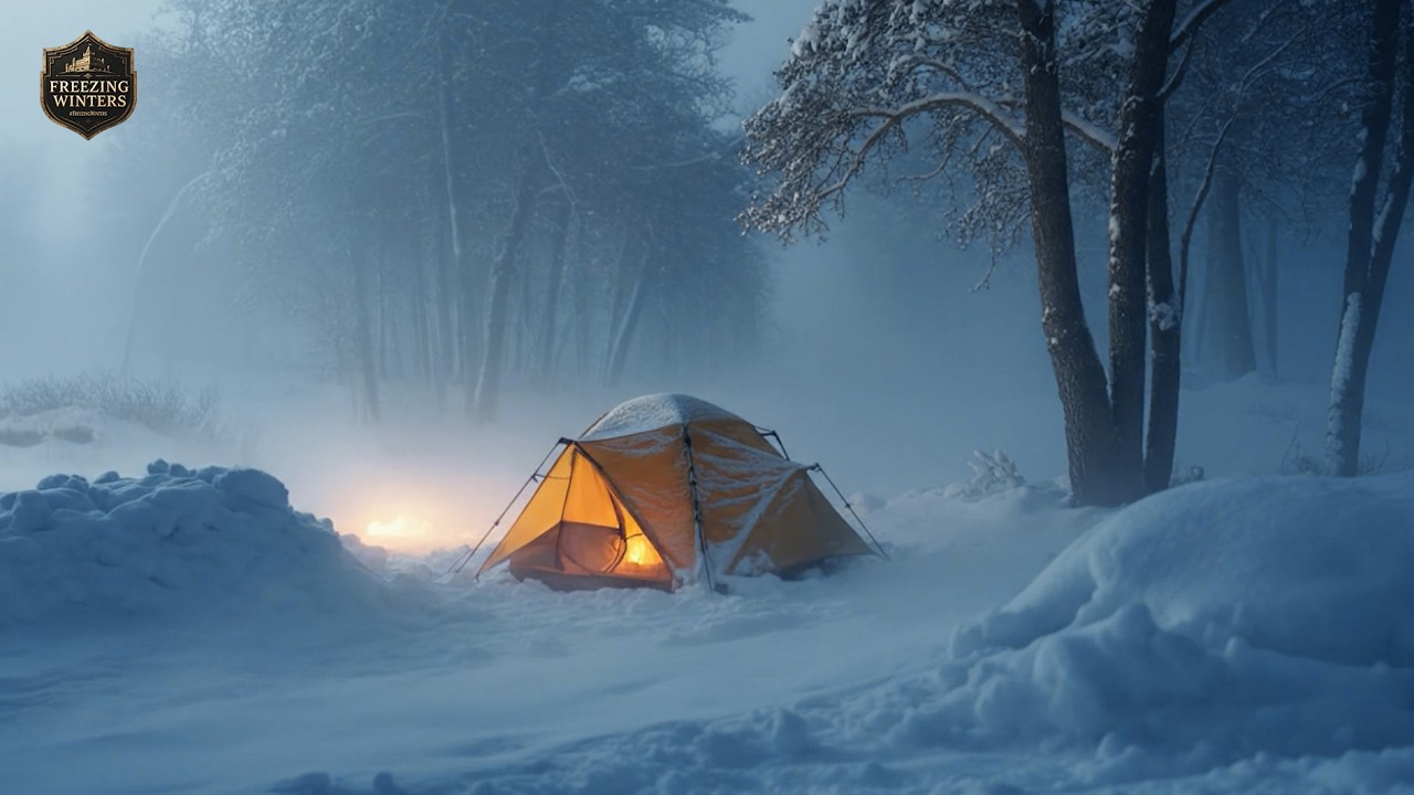 Winter Camping in a Snowstorm ❄️ Blizzard Sounds for Deep Sleep & Stress Relief