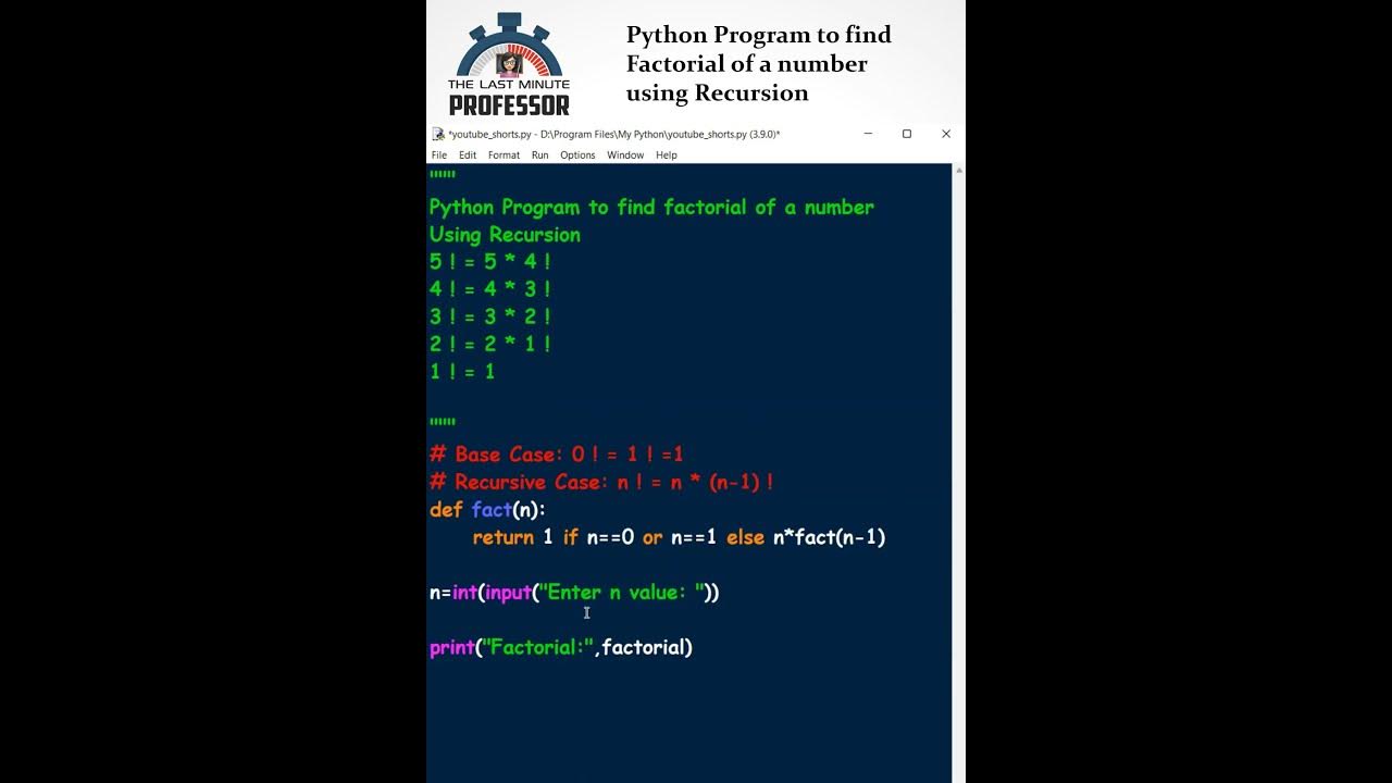 Factorial using Recursion in Python - YouTube