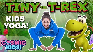 Tiny the T-Rex 🦖 | فيديو ديناصور للأطفال | مغامرة اليوجا الكونية للأطفال!