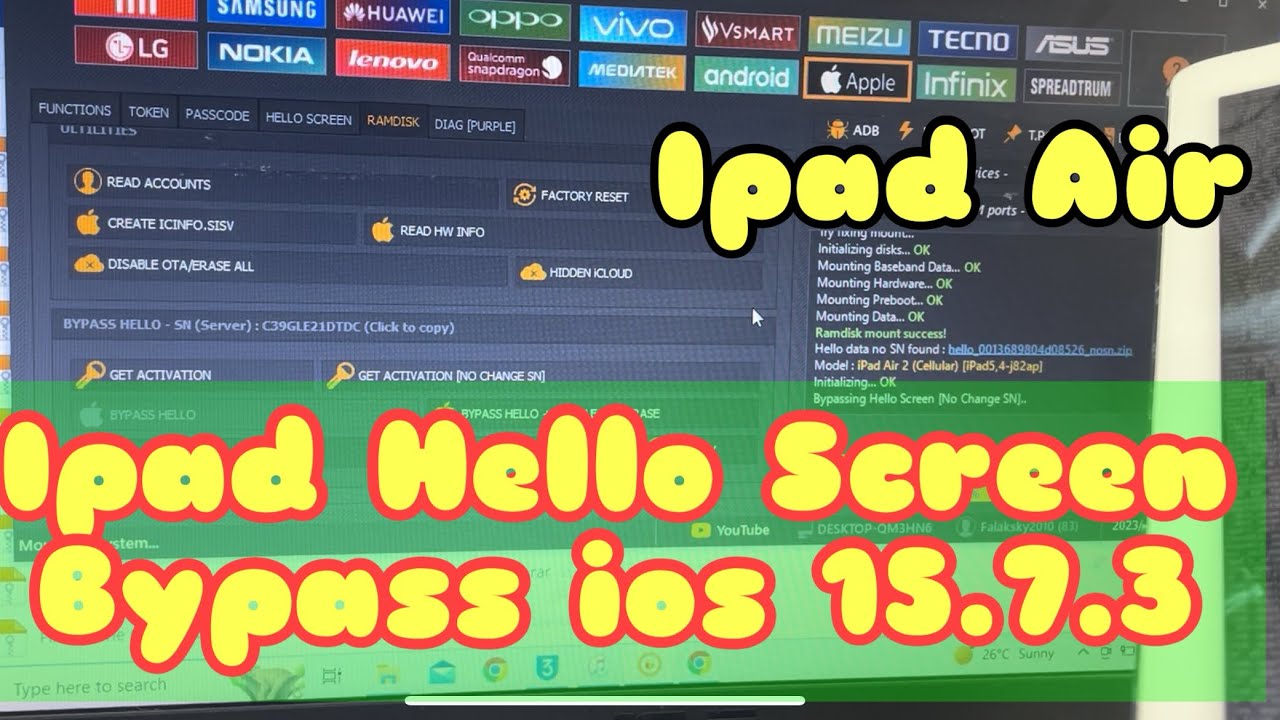 Ipad Air 2 ios 15.7.3 bypass with Unlock Tool / iPhone ipad iCloud