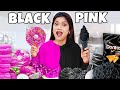 Eating only one color of food for 24 hours  black vs pink food challenge