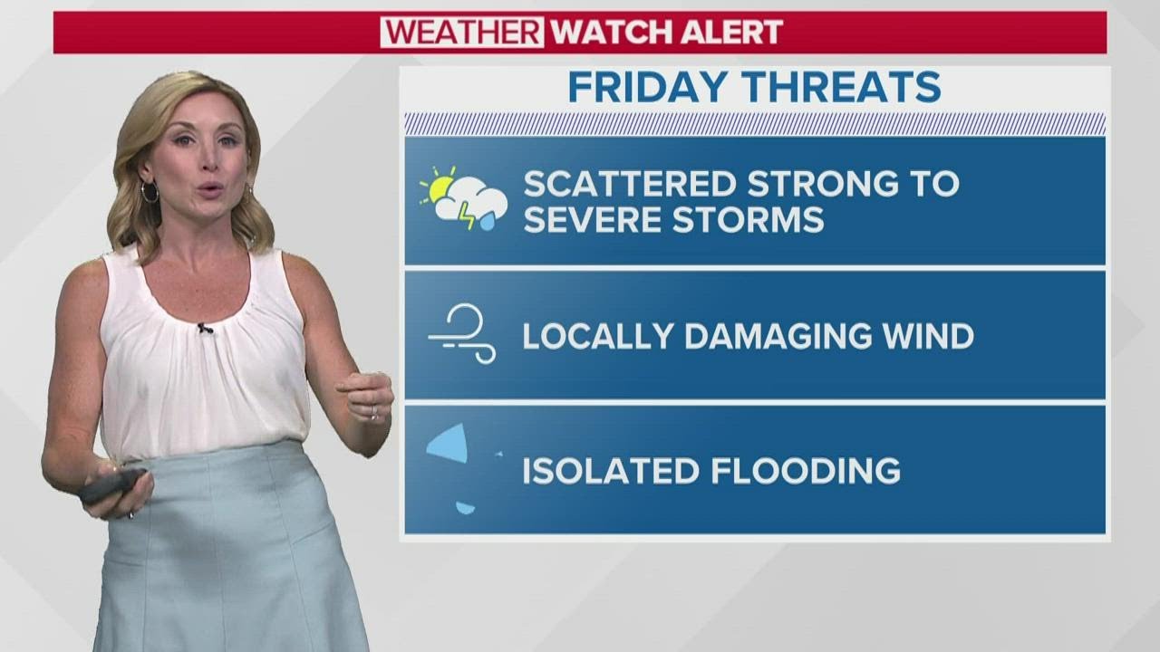 Scattered strong to severe storms to end the work week - YouTube