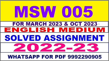 msw 5 solved assignment 2022-23 in english | msw 5 solved assignment 2022-23 | msw 5 2023