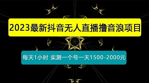 2023最新抖音无人直播撸音浪项目，0粉丝无需千粉，每天1小时，实测一个号一天1500-2000元 - 天天要闻