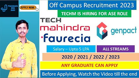 Tech Mahindra Hiring for Associate Software Engineer Role | Faurecia Recruitment | Genpact Hiring