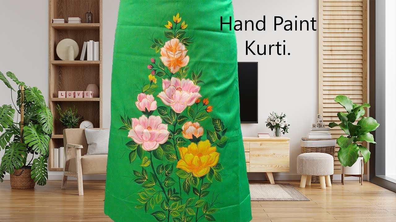 অর্ডারের কাজ হ্যান্ড পেইন্ট ড্রেস Hand paint Kurti/Kameez design