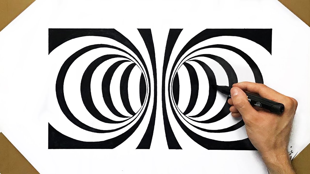3D Spiral Optical Illusion Speed Drawing ( How To Draw ) Teleport ...