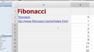 Numbers Spreadsheet is used to generate Fibonacci sequence.