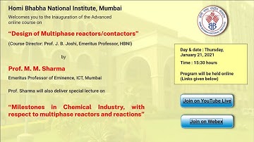 Inauguration of the Advanced Online course on “Design of Multiphase reactors/contactors”