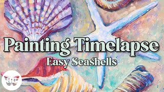 How to Paint Easy Seashells Acrylic Painting Time-Lapse