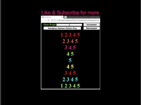 HTML, CSS and JavaScript Code to Print Sandglass Pattern With Numbers #shorts