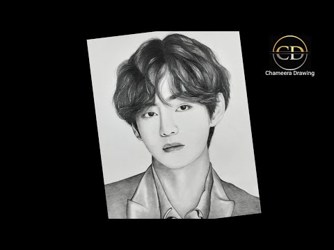 How to  draw BTS V Kim Taehyung || step by step Pencil Drawing || Easy Drawing Tutorial //
