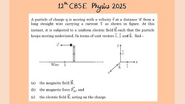XII Physics 2025 A particle of charge q is moving with a velocity v at a distance d from a long