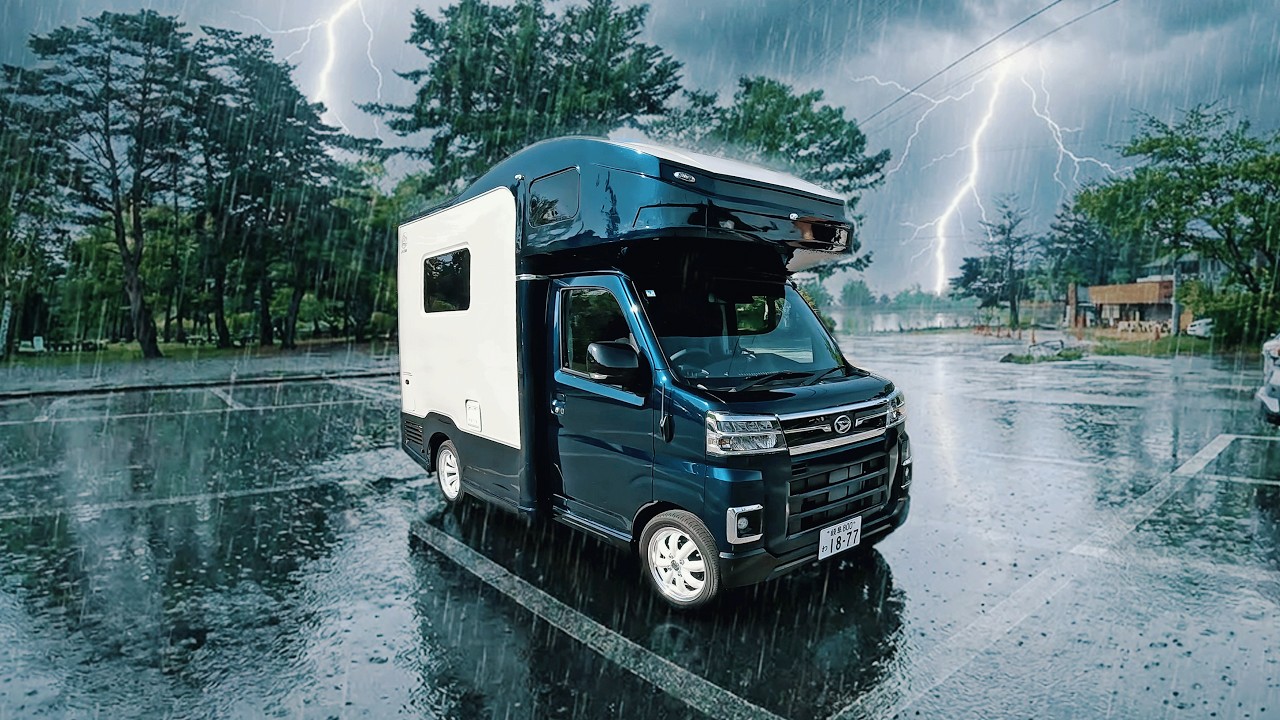 雷と大雨に突入する恐怖の夜!!ハッピーワンターボで車中泊旅