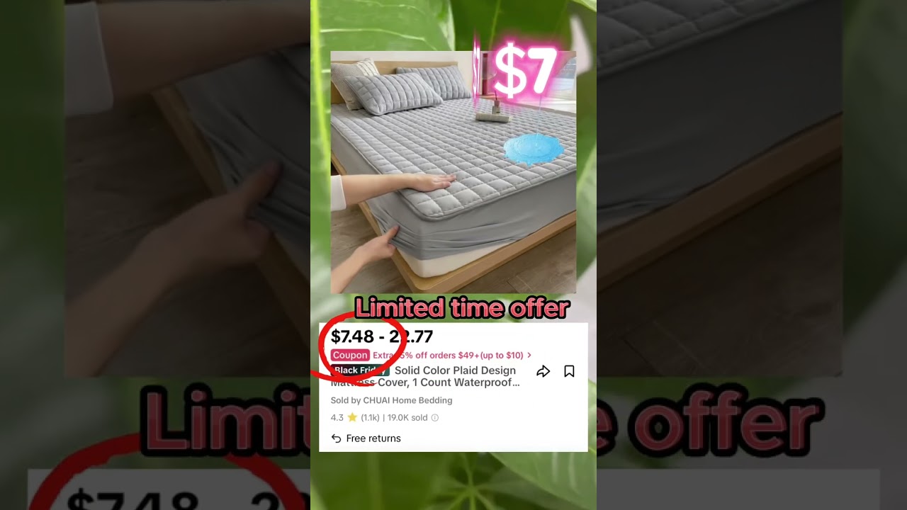 Durable Plaid Mattress Cover with Waterproof Protection