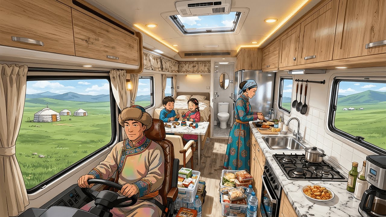 Cozy Moments Together: a Beautiful Sunny Day In Mongolia Family Mobile Home | Ghibli-Style Vide