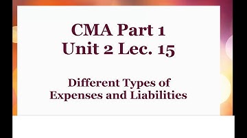 CMA Part1 Unit 2 Lec  15  Different Types of Expenses and Liabilities