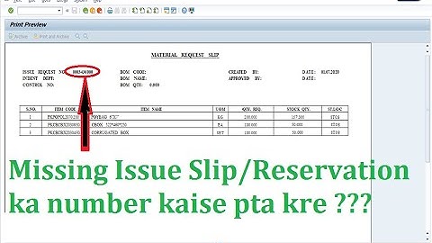 [6] How to Found any Missing Issue Slip or Reservation Number in SAP ! SAP TRAINING IN HINDI !