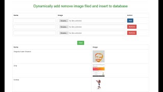 dynamically add remove image field and insert to database php mysql jquery